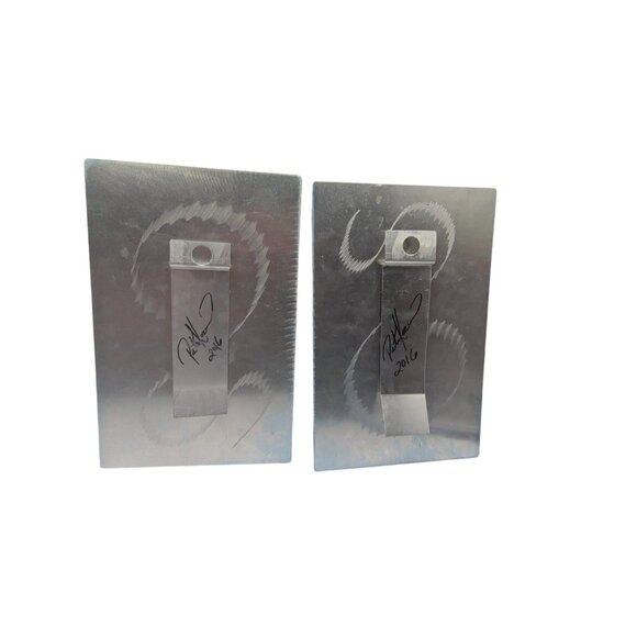 Tropical Palm Tree Metal Wall Art Set - Signed By Artist  Pete Koza- 12" x 8" - - Picture 3 of 11